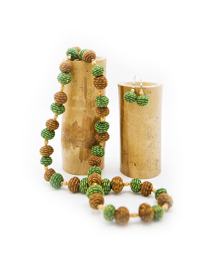 Nokshi Necklace Set - Green & Brown