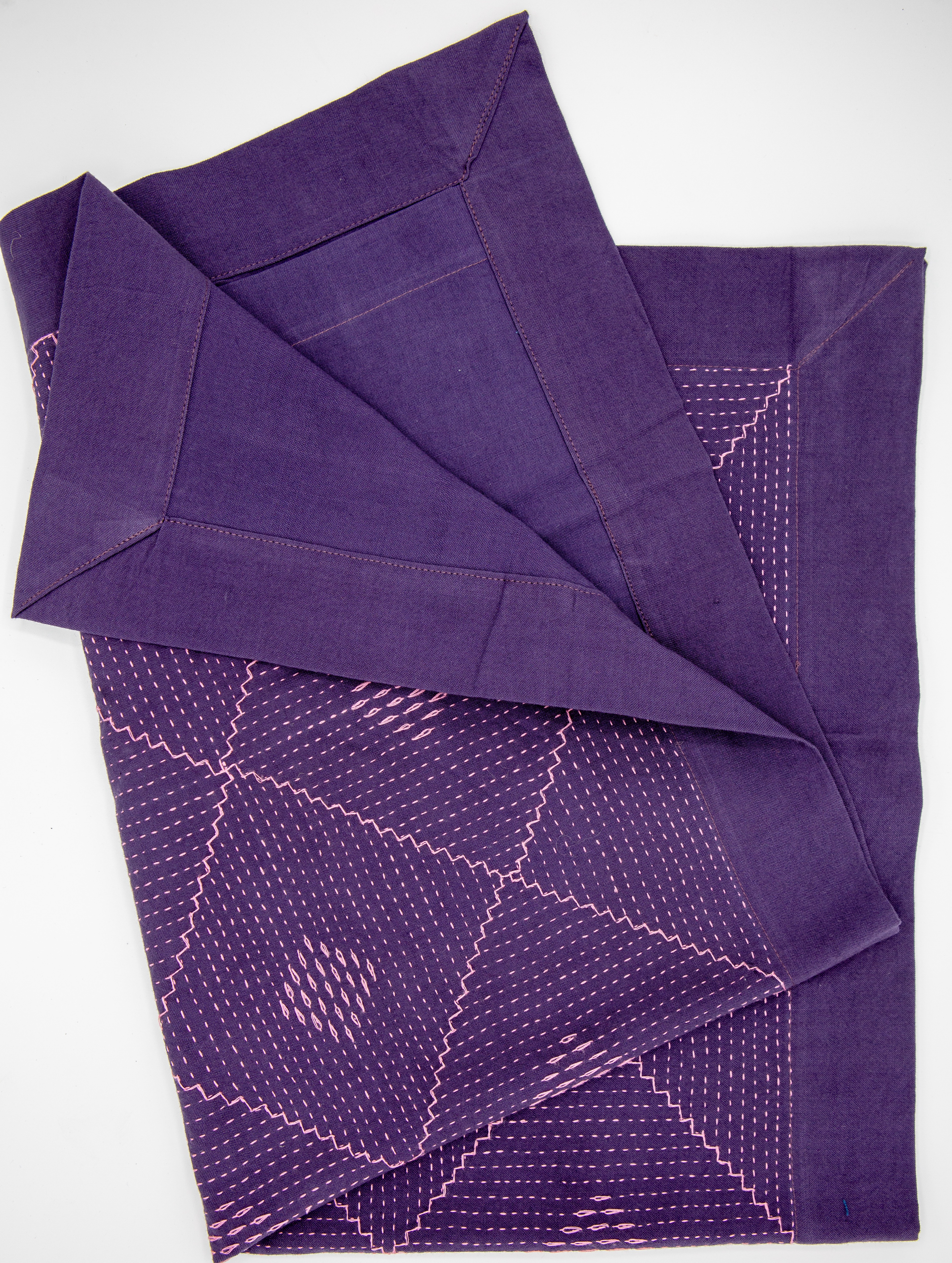 Katha Cushion Cover - Purple