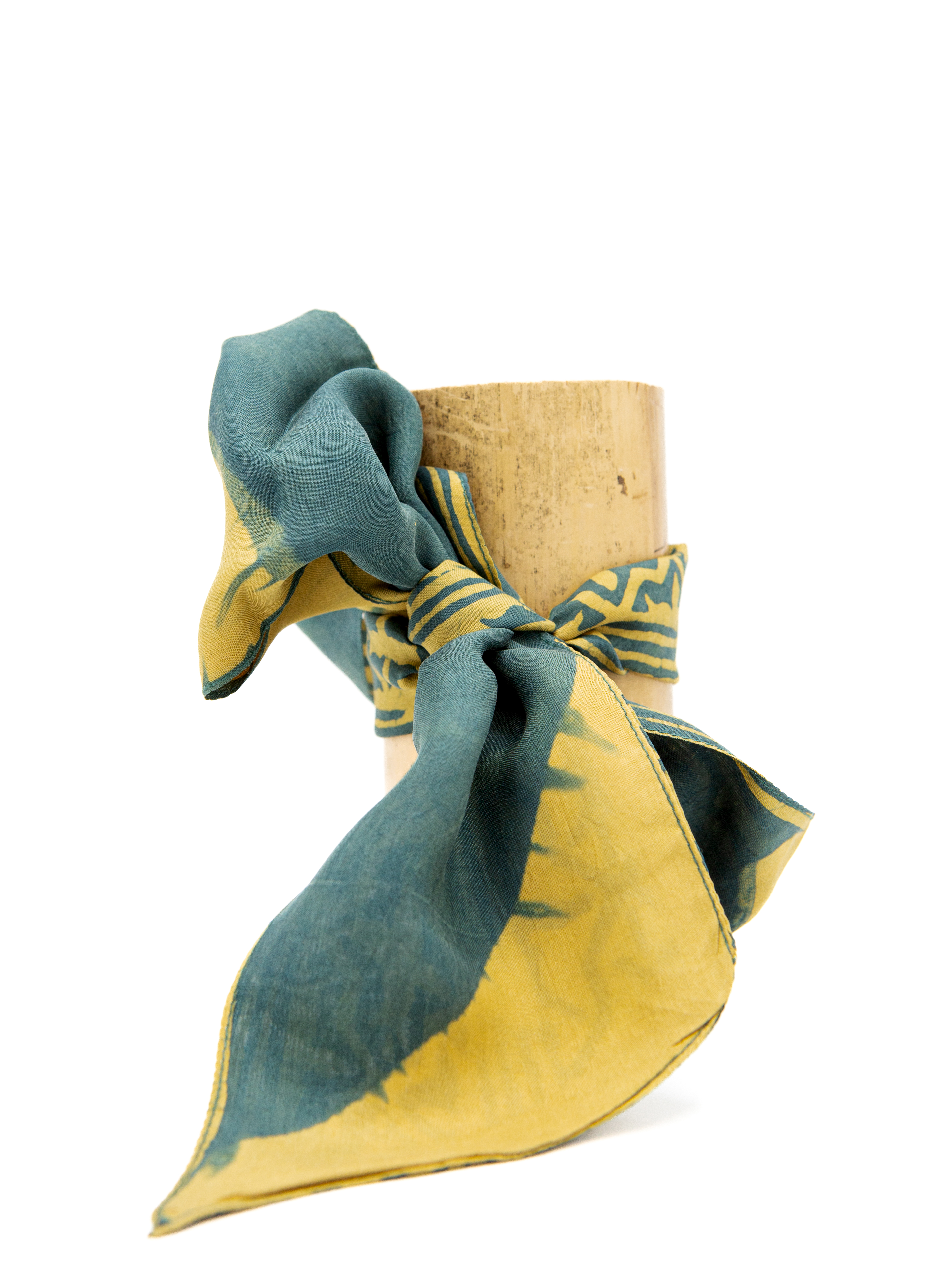 Silk Wrist Band - block print - green/yellow