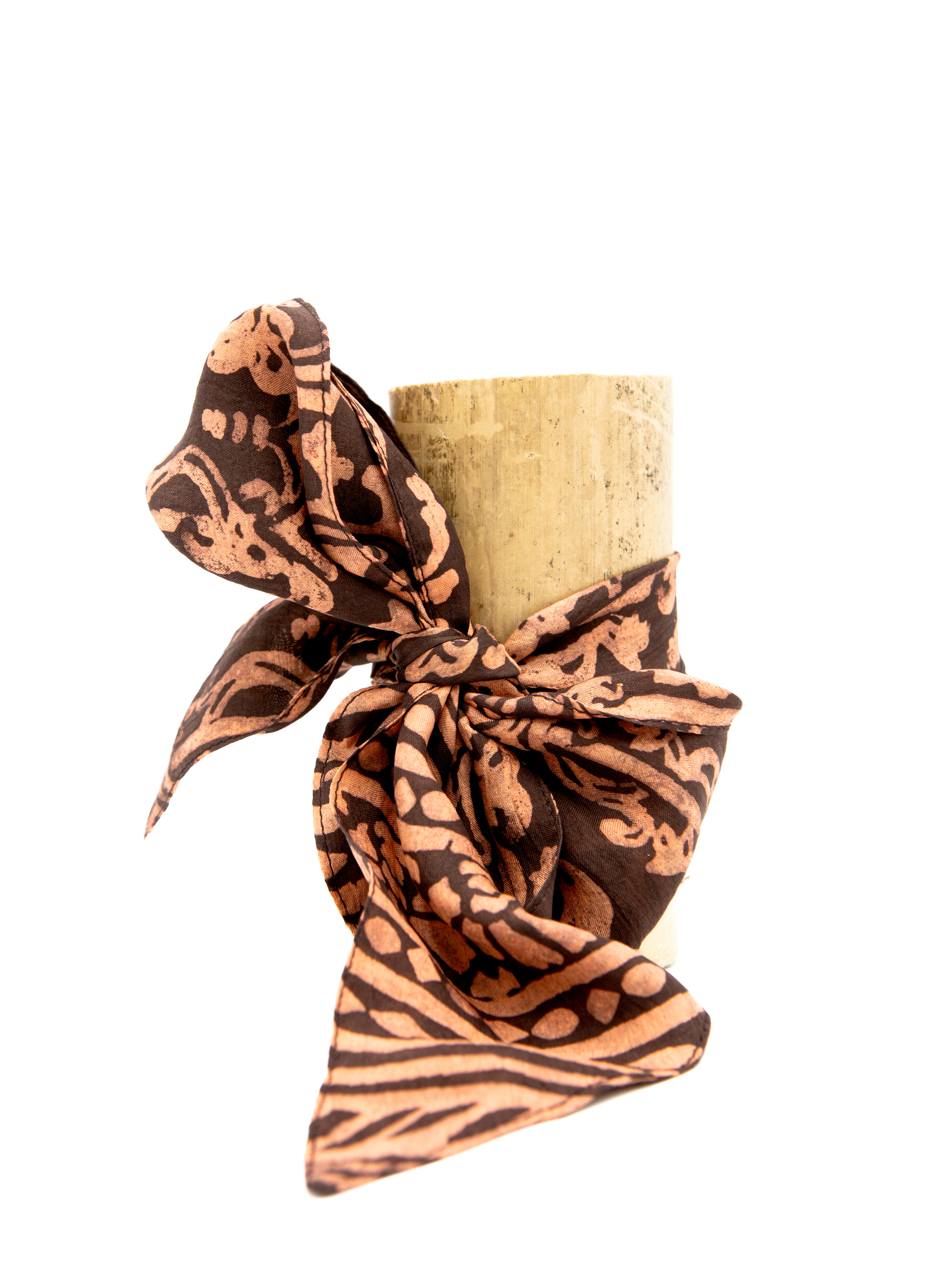 Silk Wrist Band - block print - brown/orange