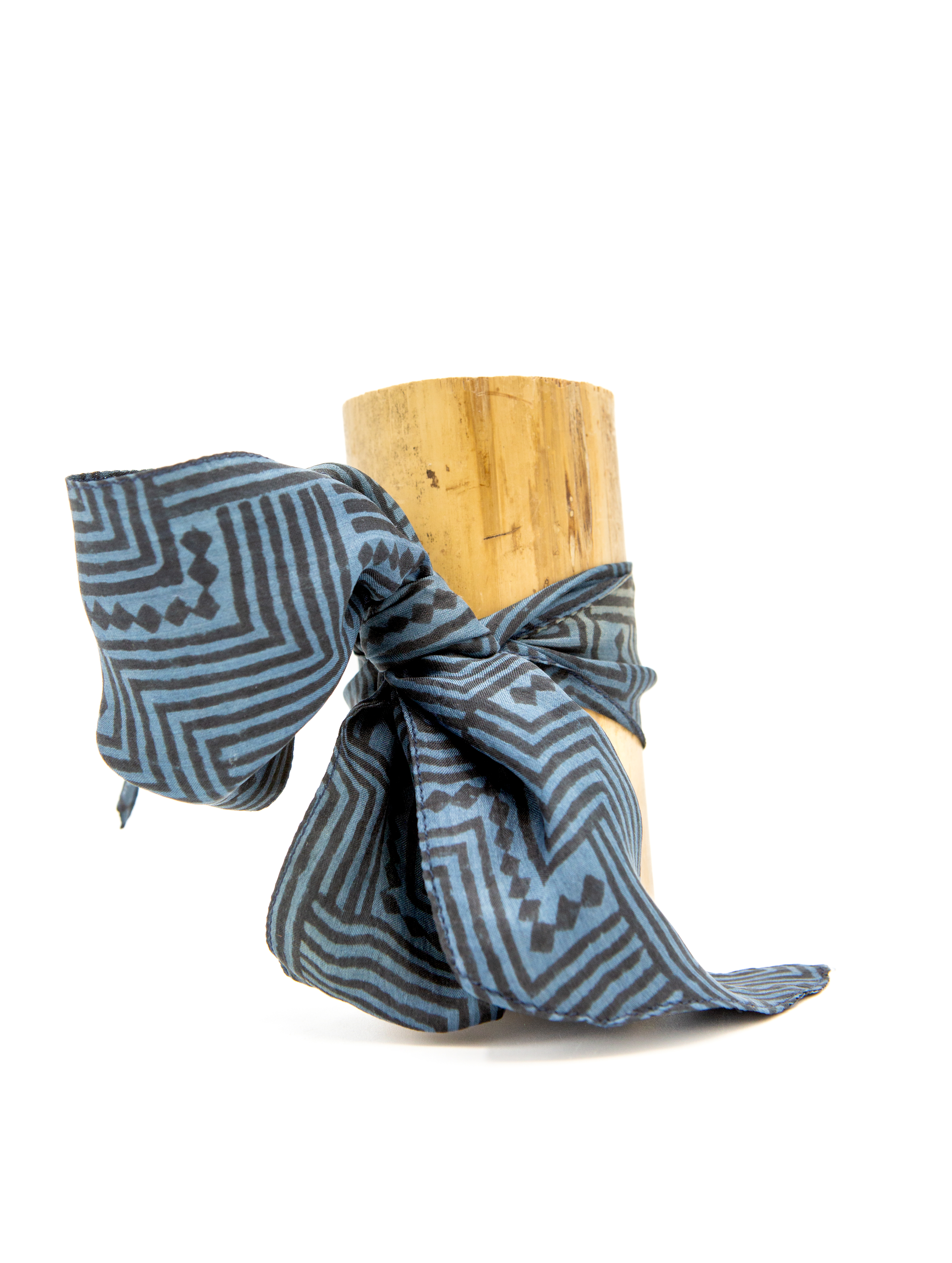 Silk Wrist Band - block print - blue/black